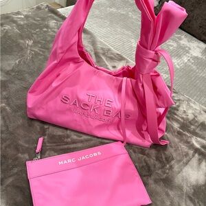 Marc Jacobs The Sack Bag Shoulder Tote in Hot Pink with Matching Pouch